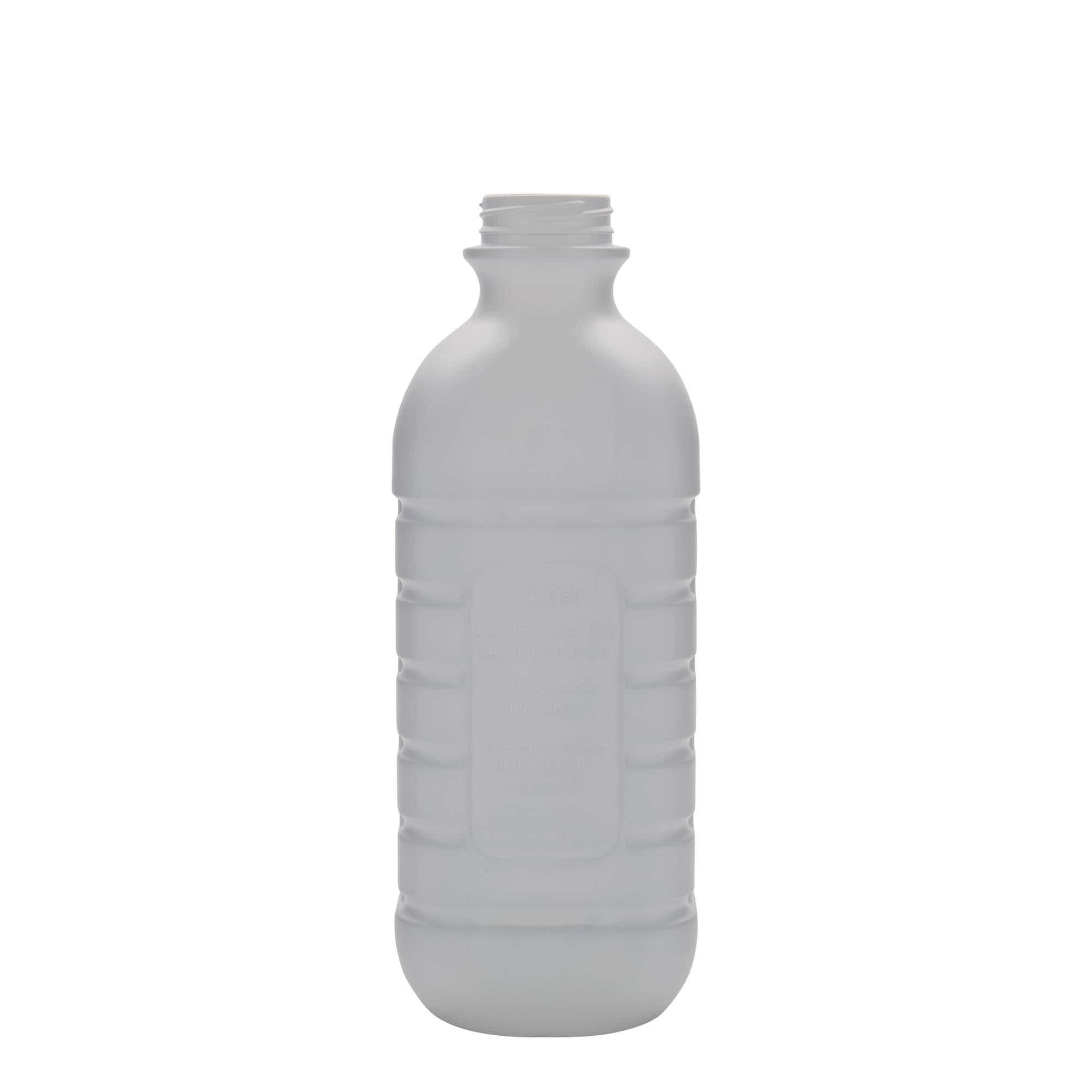 Boca za mlijeko 1000 ml, pravokutna, HDPE plastika, bijela, otvor: PEHD40