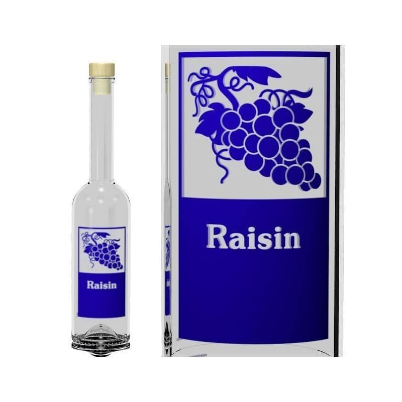 Staklena boca 500 ml 'Opera', motiv: Raisin, otvor: pluteni čep