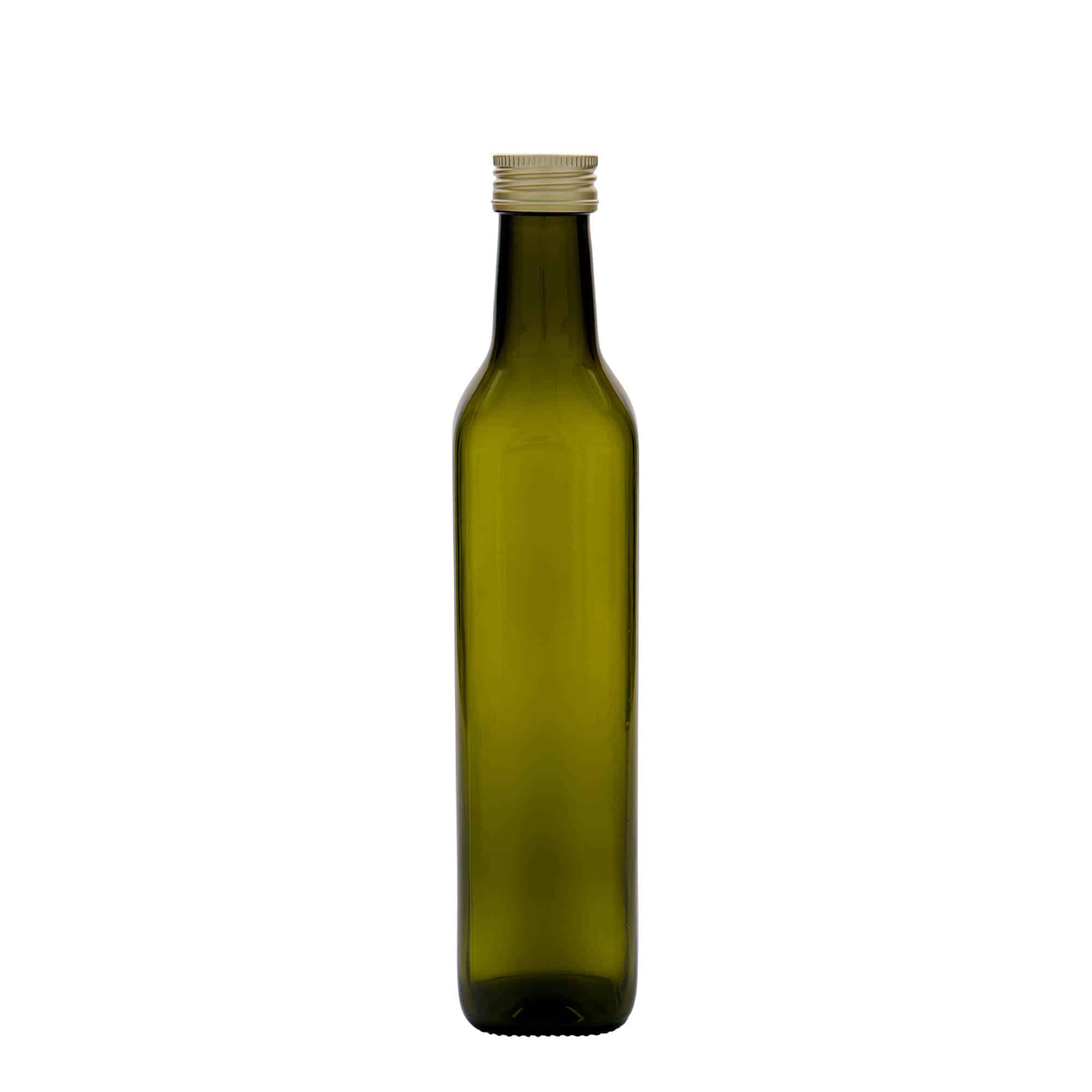 Staklena boca 500 ml 'Marasca', kvadratna, antikno zelena, otvor: PP 31,5