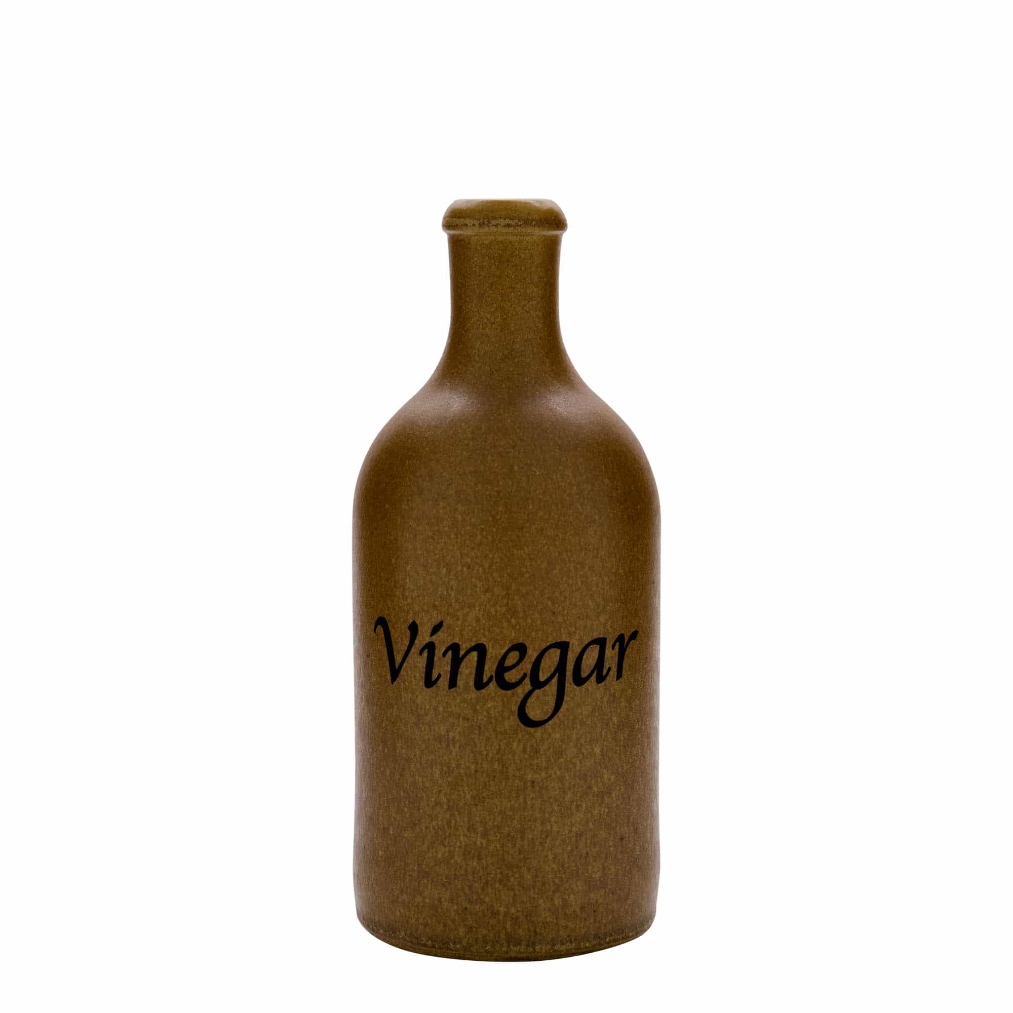 Glineni vrč 500 ml, motiv: Vinegar, keramika, smeđe-kristalni, otvor: pluteni čep