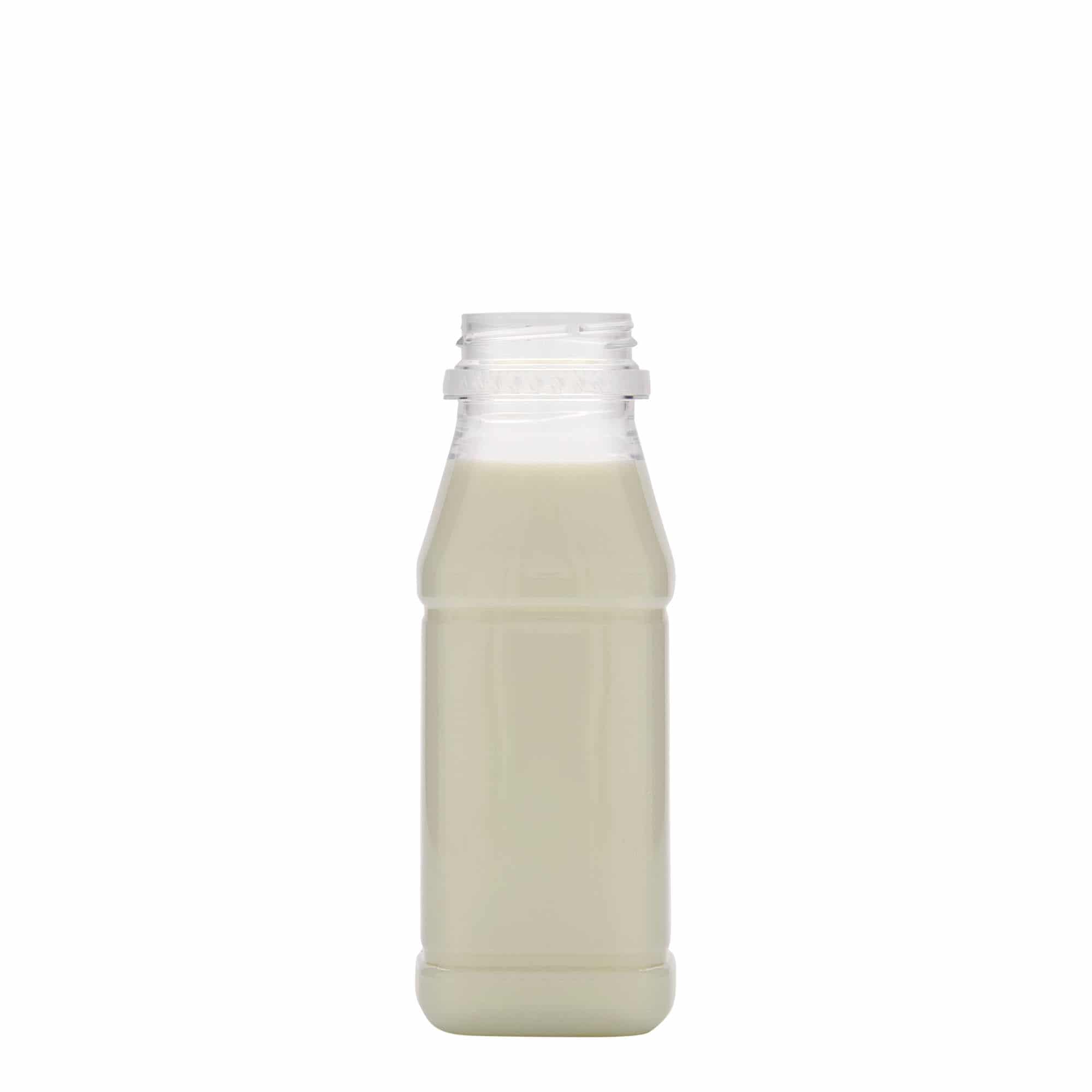 PET boca 250 ml 'Milk and Juice Carré', kvadratna, plastika, otvor: 38 mm