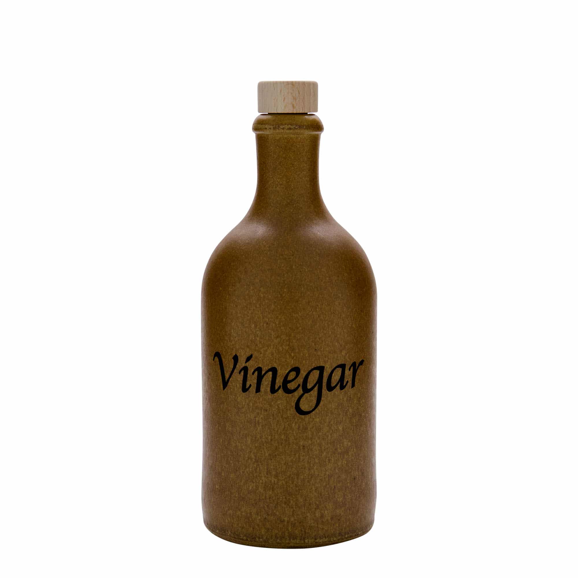 Glineni vrč 500 ml, motiv: Vinegar, keramika, smeđe-kristalni, otvor: pluteni čep